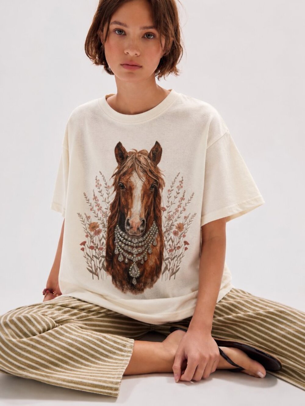 KEEP IT GYPSY RHINESTONE EMBELLISHED HORSE TEE
